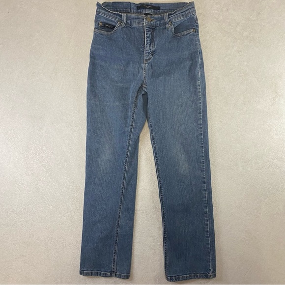VINTAGE SIMON CHANG HIGH-RISE SLIM STRAIGHT DENIM JEANS - Picture 1 of 8